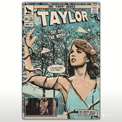 Taylor Swift Inspired Metal Wall Art, "Out Of The Woods" Comic Album Cover Decorative Sign, 8"x12"